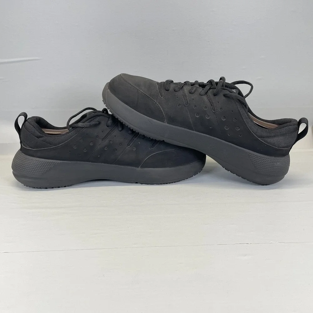 Crocs On The Clock Work Shoes Mens Size 13 Black Lace Up Slip Resistant Shoes